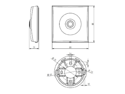 Maßzeichnung Grothe ETA S 200 Etagenplatte 82x82mm  Edelstahl