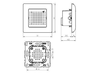 Dimensional drawing Grothe UP Gong 230ws Electronic Gong 230V AC 