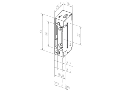 Mazeichnung 2 Assa Abloy effeff 118E   32435A75 Tueroeffner DIN rechts