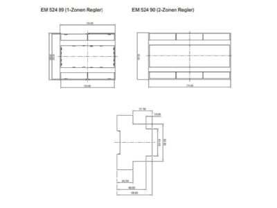 Dimensional drawing Eberle EM 524 89 DR Temperature controller for heating cable