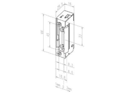 Mazeichnung Assa Abloy effeff 118E   34340A71 Tueroeffner 118 E Radius