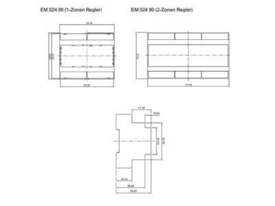 Dimensional drawing Eberle EM 524 89 FFw Temperature controller for heating cable