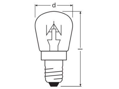 Dimensional drawing LEDVANCE SPC T26 57 CL25 Tubular lamp 25W 230V E14 clear 26x57mm SPC T26 57 CL25