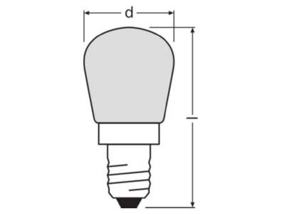 Dimensional drawing LEDVANCE SPC T26 57 FR15 Tubular lamp 15W 230V E14 frosted SPC T26 57 FR15
