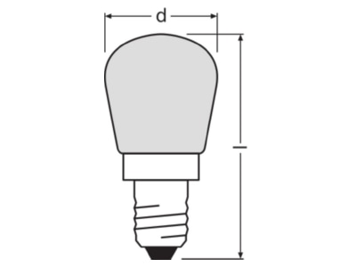 Maßzeichnung LEDVANCE SPC T26 57 FR15 Special Lampe 15W 230V E14 Birne SPC T26 57 FR15