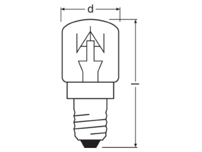 Maßzeichnung LEDVANCE SPC OVEN T CL15 Special Lampe 15W 230V E14 300GrC SPC OVEN T CL15