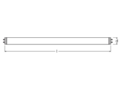 Dimensional drawing LEDVANCE L 18 840 Fluorescent lamp 18W 26mm 4000K