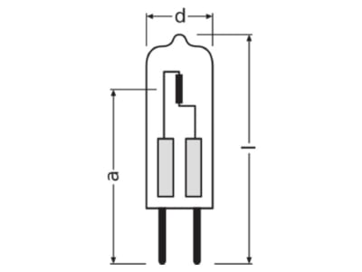 Dimensional drawing LEDVANCE 64418 LV halogen lamp 10W 12V G4 10x33mm