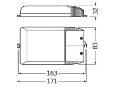 Dimensional drawing LEDVANCE PTi 35 220 240 I Electronic ballast 1x39W