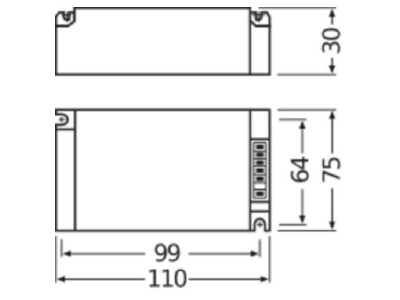 Dimensional drawing LEDVANCE PTi 70 220 240 S Electronic ballast 1x73W