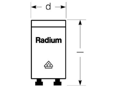 Dimensional drawing Radium RS 71 Starter for CFL for fluorescent lamp