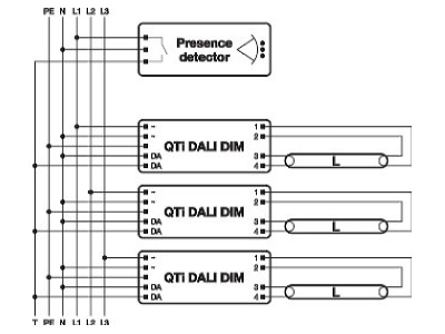 Wiring plan LEDVANCE QTi DALI 2x14 24 DIM Electronic ballast 2x14   24W
