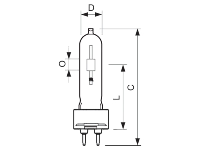 Dimensional drawing Philips Licht CDM T 35W 842 Metal halide lamp 35W G12 19x100mm