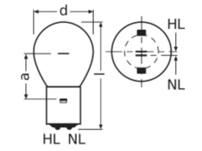 Dimensional drawing LEDVANCE SIG 1210 Traffic signalling lamp 10W 12V BA20d