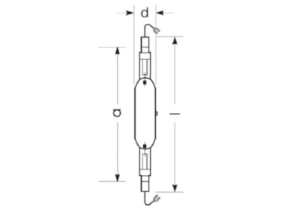 Line drawing Radium HRI TS2000W N L 400 Metal halide lamp 2150W cable 32x274mm