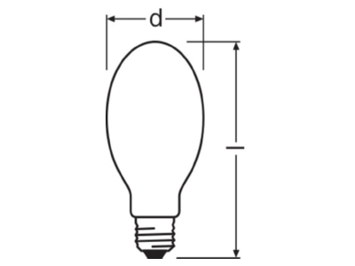 Dimensional drawing LEDVANCE NAV E 50 SUPER 4Y High pressure sodium lamp 50W E27