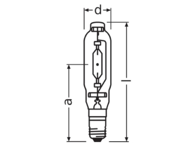 Dimensional drawing LEDVANCE HQI T 1000 D Metal halide lamp 1000W E40 76x345mm