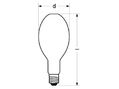 Dimensional drawing Radium HRI E 250W D PRO 230 Metal halide lamp 250W E40 90x226mm