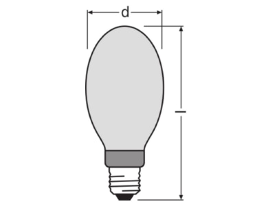 Dimensional drawing LEDVANCE HQI E 250 D PRO COAT Powerstar lamp E40 