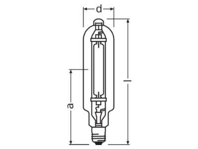 Dimensional drawing LEDVANCE HQI T 2000 D I Metal halide lamp 2000W E40 100x430mm