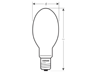 Dimensional drawing LEDVANCE NAV E 100 SUPER 4Y High pressure sodium lamp 100W E40