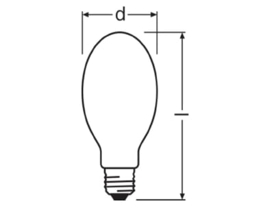 Dimensional drawing LEDVANCE NAV E 50 E High pressure sodium lamp 50W E27