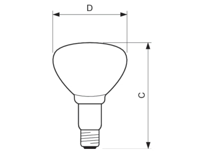 Dimensional drawing Philips Licht BR125 IR  57522725 IR lamp 150W 230   250V E27 BR125 IR 57522725