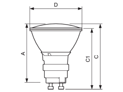 Dimensional drawing Philips Licht CDM Rm Mini 16300800 Metal halide reflector lamp 39 1W 22  CDM Rm Mini16300800