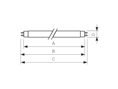 Dimensional drawing Philips Licht TUV 55W HO UV lamp 54W 82   90V G13