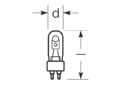 Dimensional drawing Radium HRI T 150W WDL230G12 Metal halide lamp 150W G12 25x84mm