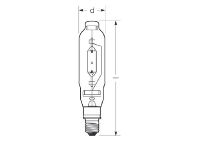 Dimensional drawing Radium HRI T 2000W NSC 400  Metal halide lamp 2000W E40 106x430mm HRI T 2000W NSC 400