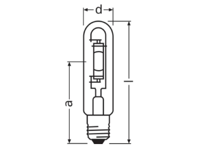 Mazeichnung LEDVANCE HQI T 400 N E40 12X1 Halogenmetalldampflampe