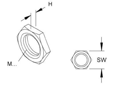 Dimensional drawing Kleinhuis 347 Hexagon nut M10