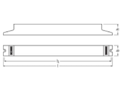 Dimensional drawing LEDVANCE QTP DL 2x36 40 Electronic ballast