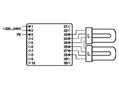 Wiring plan LEDVANCE QTP DL 2x36 40 Electronic ballast
