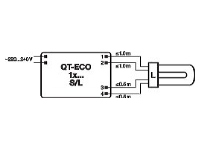 Connection diagram LEDVANCE QT ECO 1x26 S Electronic ballast 1x26W
