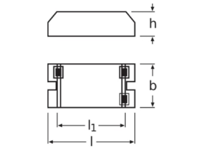 Dimensional drawing LEDVANCE QT ECO 1x26 S Electronic ballast 1x26W