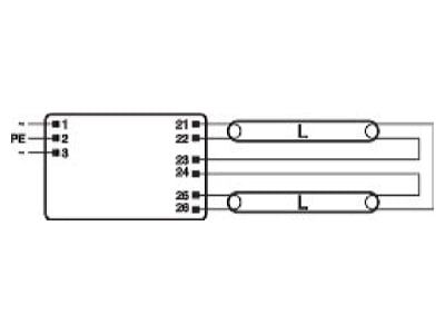 Connection diagram LEDVANCE QT FIT8 2X18 220 240 Electronic ballast 2x16   18W
