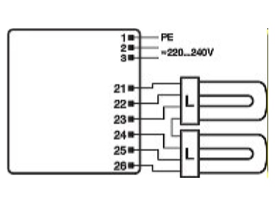 Connection diagram LEDVANCE QTPM2x26 32 220 240S Electronic ballast 2x26   32W
