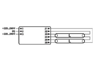 Connection diagram LEDVANCE QTP5 2x49 220 240 Electronic ballast 2x49W
