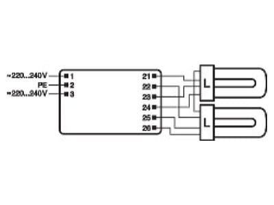 Connection diagram LEDVANCE QTP DL 2x55 240 GII Electronic ballast
