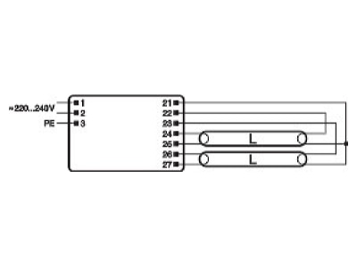 Connection diagram LEDVANCE QTi 2x14 24 21 39GII Electronic ballast 2x14   39W

