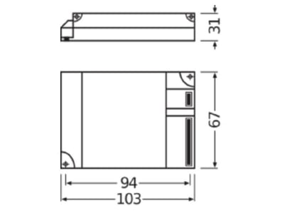 Dimensional drawing LEDVANCE QTP FC 1x55 220 240 Electronic ballast 1x55W