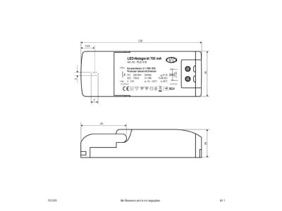 Mazeichnung EVN PLD 318 LED Netzgeraet 700mA 4 20 18W