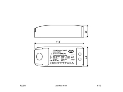 Mazeichnung EVN PLD 518 LED Netzgeraet 500mA 5 18 W