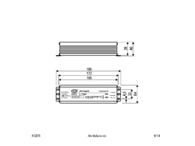 Mazeichnung EVN K 12075 LED Netzgeraet 12VDC 0 75W IP67