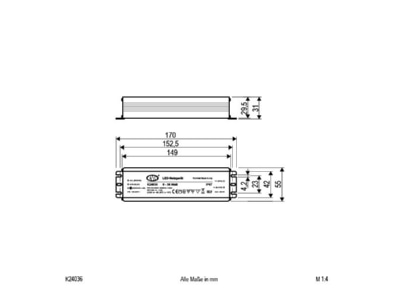 Mazeichnung EVN K 24036 LED Netzgeraet 24VDC 0 36W IP67