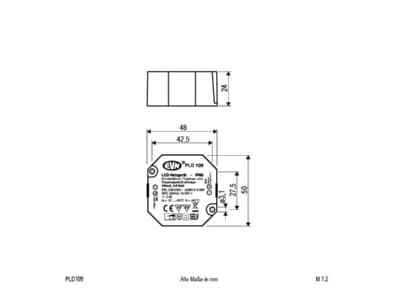 Mazeichnung EVN PLD109 LED Netzgeraet 350mA 5 9W IP65