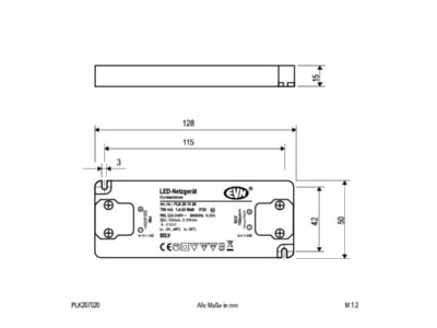 Mazeichnung EVN PLK207020 LED Netzgeraet 700mA 1 4 20W IP20