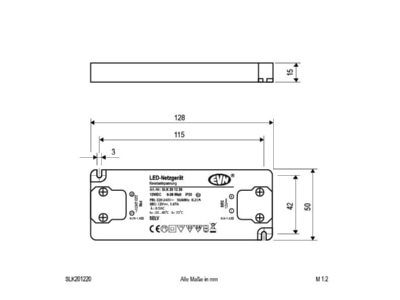 Mazeichnung EVN SLK201220 LED Netzgeraet 12VDC 0 20W IP20